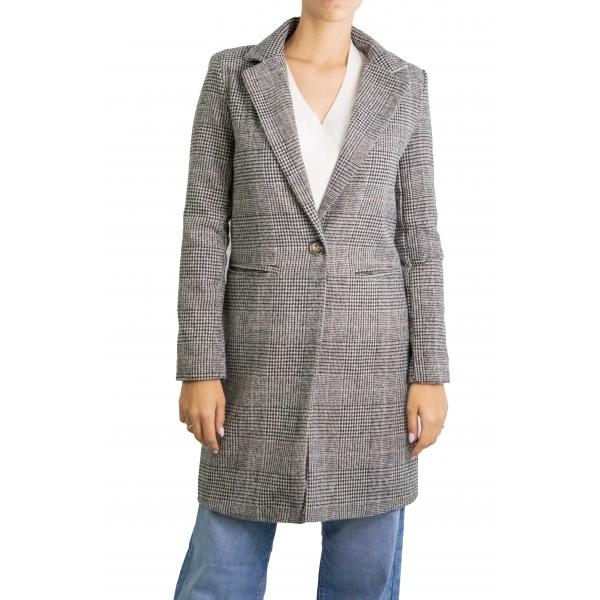 Cappotto a quadri con bottone 